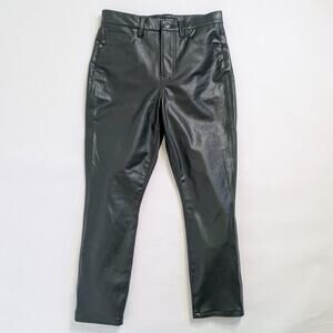 Veronica Beard Pants Carly Women's 29 Black Green Vegan Faux Leather Crop Ankle
